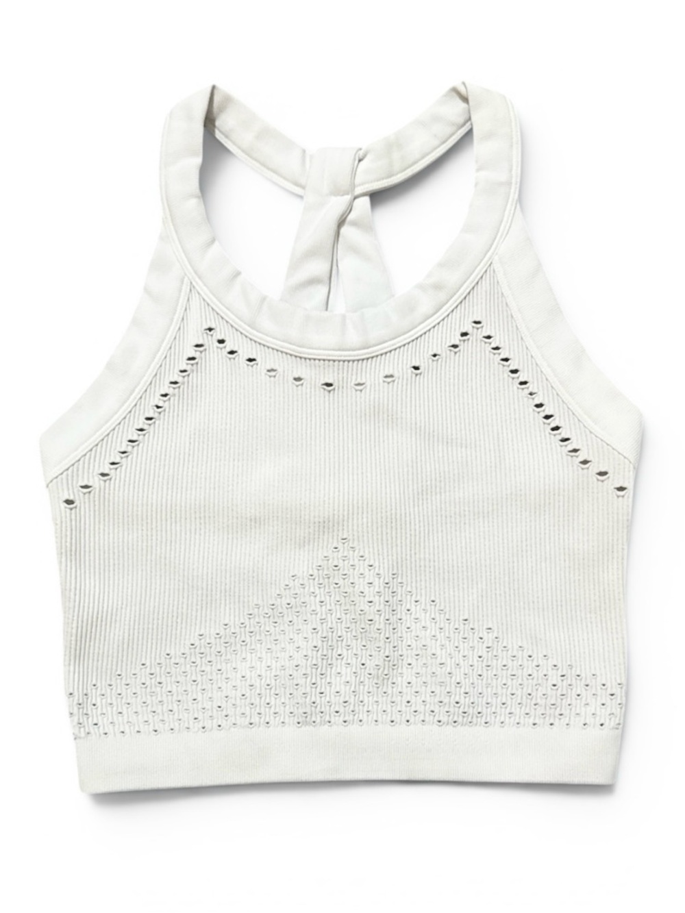 FP Movement Free People Women’s Off White Ribbed Racer Back Sports Bra Top XS/S